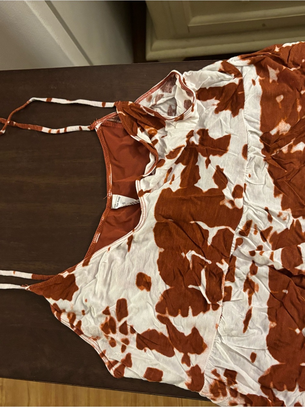Alo Rust and White Tie-Dye Spaghetti Strap Tank, small